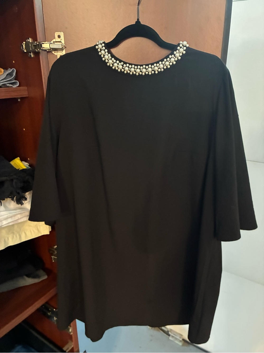 H&M Black Pearl-Trimmed Dress Size 12